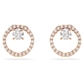 Constella stud earrings, Round cut, White, Rose gold-tone plated - Swarovski, 5692263