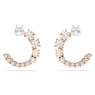 Matrix hoop earrings, Crystal pearl, Round cut, White, Rose gold-tone plated - Swarovski, 5692264