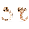 Matrix hoop earrings, Crystal pearl, Round cut, White, Rose gold-tone plated - Swarovski, 5692264