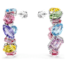 Gema hoop earrings, Asymmetrical design, Mixed cuts, Small, Multicolored, Rhodium plated - Swarovski, 5692412