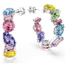 Gema hoop earrings, Asymmetrical design, Mixed cuts, Small, Multicolored, Rhodium plated - Swarovski, 5692412