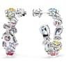 Gema hoop earrings, Asymmetrical design, Mixed cuts, Small, Multicolored, Rhodium plated - Swarovski, 5692412
