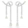 Pendants d'oreilles Matrix, Perle de cristal, Taille ronde, Blanches, Métal rhodié - Swarovski, 5692417