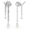 Pendants d'oreilles Matrix, Perle de cristal, Taille ronde, Blanches, Métal rhodié - Swarovski, 5692417