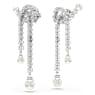 Matrix drop earrings, Crystal pearl, Round cut, White, Rhodium plated - Swarovski, 5692417