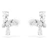 Matrix clip earrings, Mixed cuts, White, Rhodium plated - Swarovski, 5692523