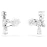 Matrix clip earrings, Mixed cuts, White, Rhodium plated - Swarovski, 5692523