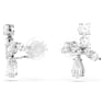 Matrix clip earrings, Mixed cuts, White, Rhodium plated - Swarovski, 5692523