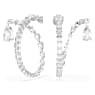 Matrix hoop earrings, Mixed cuts, White, Rhodium plated - Swarovski, 5692524