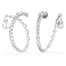 Matrix hoop earrings, Mixed cuts, White, Rhodium plated - Swarovski, 5692524