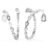 Matrix hoop earrings, Mixed cuts, White, Rhodium plated - Swarovski, 5692524