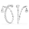 Matrix hoop earrings, Mixed cuts, White, Rhodium plated - Swarovski, 5692524