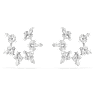 Idyllia clip earrings, Mixed cuts, Snowflake, White, Rhodium plated - Swarovski, 5692641