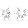 Idyllia clip earrings, Mixed cuts, Snowflake, White, Rhodium plated - Swarovski, 5692641