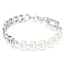 Dextera bracelet, Crystal pearl, Mixed links, White, Rhodium plated - Swarovski, 5692743