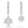 Viseči uhani Dextera, Asimetričen dizajn, Okrogli rez, Zvezda in kocka, Beli, Prevleka iz rodija - Swarovski, 5693194