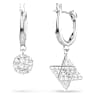 Viseči uhani Dextera, Asimetričen dizajn, Okrogli rez, Zvezda in kocka, Beli, Prevleka iz rodija - Swarovski, 5693194