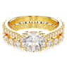 Stilla ring, Set (2), Round cut, White, Gold-tone plated - Swarovski, 5693510