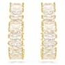 Matrix hoop earrings, Baguette cut, Heart, Small, White, Gold-tone plated - Swarovski, 5693512