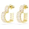 Matrix hoop earrings, Baguette cut, Heart, Small, White, Gold-tone plated - Swarovski, 5693512