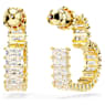 Matrix hoop earrings, Baguette cut, Heart, Small, White, Gold-tone plated - Swarovski, 5693512
