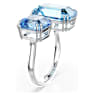 Millenia open ring, Octagon cut, Blue, Rhodium plated - Swarovski, 5694139