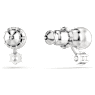 Matrix stud earrings, Crystal pearl, Round cut, White, Rhodium plated - Swarovski, 5694225