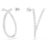 Dextera hoop earrings, Round cut, White, Rhodium plated - Swarovski, 5695939