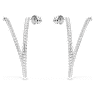 Dextera hoop earrings, Round cut, White, Rhodium plated - Swarovski, 5695939
