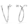 Dextera hoop earrings, Round cut, White, Rhodium plated - Swarovski, 5695939