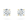 Eternity solitaire stud earrings, Lab-grown diamonds 1 ct tw, Round shape, 14K yellow gold - Swarovski, 5696890