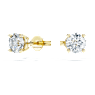 Eternity solitaire stud earrings, Lab-grown diamonds 1 ct tw, Round shape, 14K yellow gold - Swarovski, 5696890