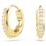Matrix hoop earrings, Round cut, White, Gold-tone plated - Swarovski, 5697228