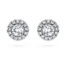 Eternity halo stud earrings, Lab-grown diamonds 0.75 ct tw, Round shape, 18K white gold - Swarovski, 5698156