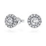Eternity halo stud earrings, Lab-grown diamonds 0.75 ct tw, Round shape, 18K white gold - Swarovski, 5698156