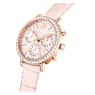 Matrix Tennis Chrono Uhr, Schweizer Produktion, Lederarmband, Rosa, Roségoldfarbenes Finish - Swarovski, 5698300