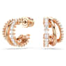 Anneaux d'oreilles Hyperbola, Tailles variées, Mini, Blanches, Placage de ton or rosé - Swarovski, 5698702