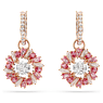 Idyllia 水滴形耳環, 混合式切割, 花朵, 粉紅色, 鍍玫瑰金色調 - Swarovski, 5699085