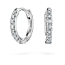 Eternity hoop earrings, Lab-grown diamonds 0.1 ct tw, Round shape, Small, 18K white gold - Swarovski, 5699135