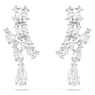 Matrix drop earrings, Mixed cuts, White, Rhodium plated - Swarovski, 5700418