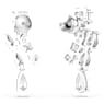Matrix drop earrings, Mixed cuts, White, Rhodium plated - Swarovski, 5700418