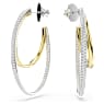 Hyperbola hoop earrings, Round cut, Medium, White, Mixed metal finish - Swarovski, 5702400