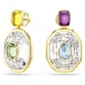Chroma drop earrings, Asymmetrical design, Octagon cut, Multicoloured, Gold-tone plated - Swarovski, 5705582