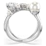 Matrix cocktail ring, Crystal pearl, Round cut, White, Rhodium plated - Swarovski, 5705612