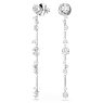 Constella drop earrings, Crystal pearl, Round cuts, White, Rhodium plated - Swarovski, 5705614