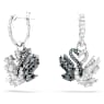 Swan ต่างหูทรงหยดน้ำ, หงส์, ดำ, เคลือบโลหะหลากชนิด - Swarovski, 5705728