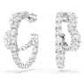 Pendientes de aro Matrix, Tallas mixtas, Corazón, Blancos, Baño de rodio - Swarovski, 5705748