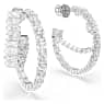 Matrix hoop earrings, Mixed cuts, Heart, White, Rhodium plated - Swarovski, 5705748