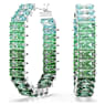 Matrix halka küpeler, Baget kesim, Sekizgen şekil, Renk geçişli, Yeşil, Rodyum kaplama - Swarovski, 5705787
