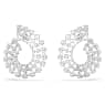 Matrix hoop earrings, Mixed round cuts, White, Rhodium plated - Swarovski, 5705834